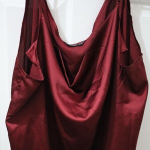 Red satin cami shirt